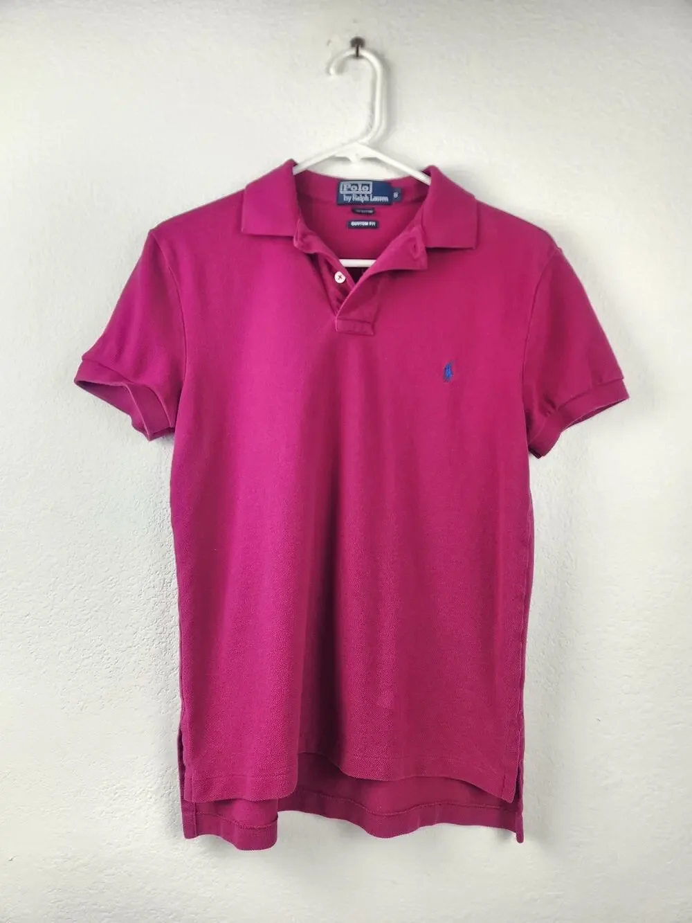 Vintage Polo Ralph Lauren Shirt Magenta Pink Men Size Small Logo Short Sleeve